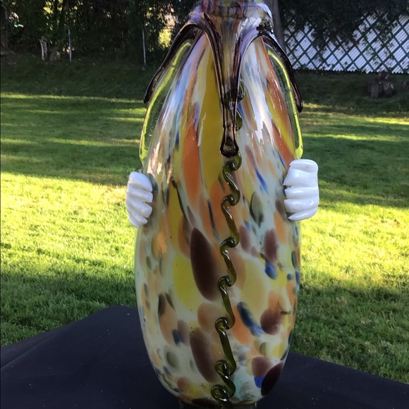 Vintage 12in Hand Blown Glass ornate Clown Vase - Picture 6 of 9
